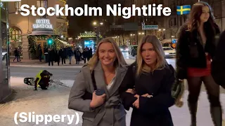 Stockholm 4K Sweden 🇸🇪(Slippery Nightlife) Walking Tour