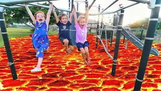 Lava Monster with Adley!! THE FLOOR IS LAVA CHALLENGE at the Park!