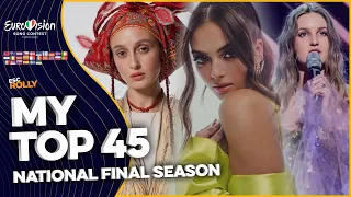 Eurovision 2022 | National Final Season - My Top 45 (New Countries: 🇭🇷🇩🇰🇩🇪🇮🇸🇮🇱🇮🇹🇷🇸🇸🇪)