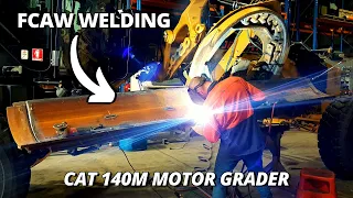 Repairing Blade on a Caterpillar 140M Motor Grader | FCAW Welding