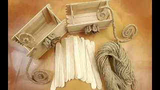 Jute Art and Craft Decoration Design | How to Make Flower Vase with Jute Rope and Popsicle Sticks