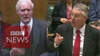 Tony Benn v Hilary Benn on war votes - BBC News