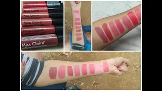 Top Miss Claire Soft Matte Lip Cream  swatch outdoor & indoor | Affordable matte lipstick