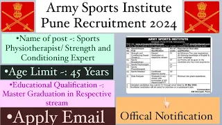 Army sports institute jobs 2024/ Army sports institute Recruitment 2024/ Army sports institute pune