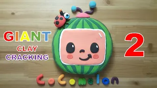 GIANT cocomelon clay cracking 거대 코코멜론 점토 부수기