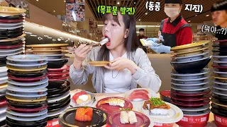 Eating 100 kind of Sushi🍣 at a Conveyor Belt Sushi RestaurantㅣSushi MUKBANG