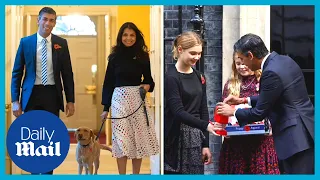 Rishi Sunak and wife Akshata don poppies outside 10 Downing Street