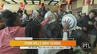 Penn Hills High School pie in the face for the KDKA-TV Turkey Fund
