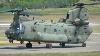 RAF Boeing Chinook CH-47 - HC.6A Landing & Taxi at Turku Airport