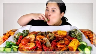 MUKBANG SEAFOOD BOIL! 먹방 (EATING SHOW!) GIANT SHRIMP + MUSSELS + CRAWFISH + SNAILS ESCARGOT
