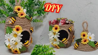 ИДЕЯ из ДЖУТА и ПЛАСТИКОВОЙ БУТЫЛКИ. ПОДЕЛКИ из ДЖУТА СВОИМИ РУКАМИ.DIY Jute crafts ideas.