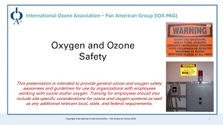 IOA-PAG Ozone and Oxygen Safety in Water Treatment Training