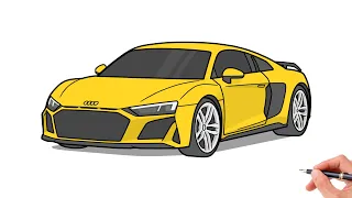 How to draw an AUDI R8 2021 /drawing audi r8 v10 performance 2020
