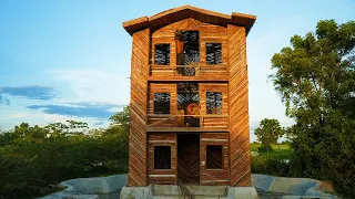 Build The Greatest 3-Story Bamboo Resort Using Hand Tools  - 3