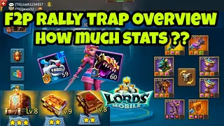 MY F2P RALLY TRAP STATS - ACCOUNT OVERVIEW || HOW TO GET MORE F2P STATS LORDS MOBILE