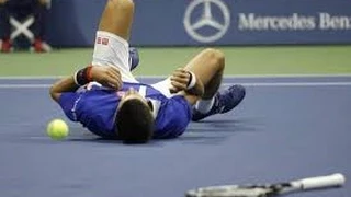 US OPEN NOVAK VS FEDERER   THE FALL DOWN