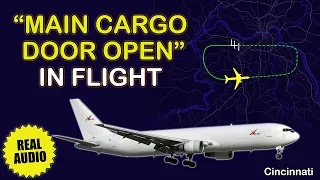 “Main cargo door open”. ABX Air Boeing 767-300 declared an emergency at Cincinnati. Real ATC