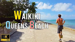 [4K] HAWAII - Waikiki Queens Beach - Kalakaua Avenue walking tour | Treadmill Exercise