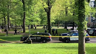 Pro-Palestine protesters flee Portland State University library as police enter the building