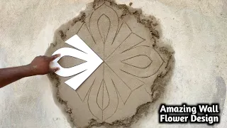 Amazing Wall Flower Design || Cements Sand And Plastering Design