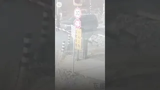 Car has near-miss close encounter with train in China | USA TODAY #Shorts