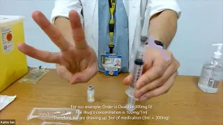 Adding medication to IV mini bag, medication reconstitution & administration.