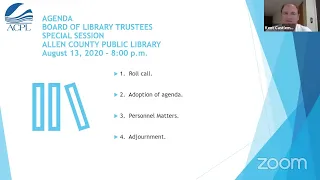 Allen County Public Library Board of Trustees- Special Session