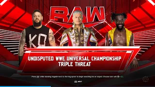 WWE2K24 Kevin Owens vs Kofi Kingston vs Cody Rhodes for the Undisputed Universal Championship Match