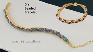 Braids on Herringbone Bracelet || How to make Beaded Bracelet