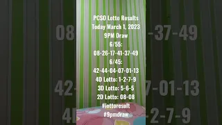 PCSO Lotto Results Today March 1, 2023 9PM Draw