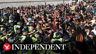 Protesters clash with police at anti-lockdown demonstration in Trafalgar Square