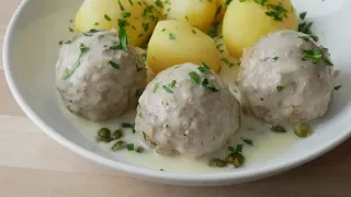 German Meatballs in Caper Sauce (Recipe) || [ENG SUBS]