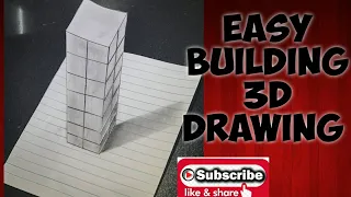 How to draw easy 3d skyscraper bulding step by step with perfect measurements