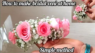 How to make bridal flower for hair/baby breath & pink Rose veni/gypsy flower veni