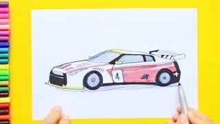 How to draw Nissan GT-R car