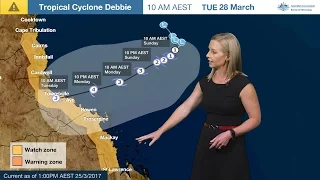 ⚠Weather Update: Tropical cyclone Debbie, 25 March 2017
