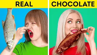 CHOCOLATE VS REAL FOOD CHALLENGE||Eating Only Sweet 24 HRS! Last to Stop Eating Wins by 123 GO! Live