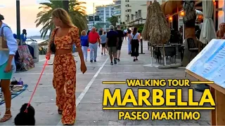 Marbella beachfront: Spanish summer 2022 walking tour in 4K 60FPS