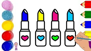 How to draw lipstick for kids | Rainbow lipsticks drawing step by step  ‎@Gul-e-ZahraArt