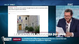 Le nouveau maire Jean-Pierre Laporte, coincé devant la porte de sa mairie...