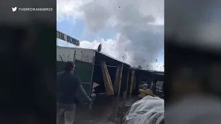 Possible tornado rips off the roofs of buildings in Montebello, injures 1 person