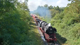 Lastprobefahrt mit 50 3616 zwischen Meiningen und Eisenach (10.8.23)