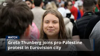 Greta Thunberg joins pro-Palestine protest in Eurovision city