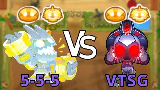 God Boosted 5-5-5 Super Monkey vs. Vengeful True Sun God (Bloons TD 6)