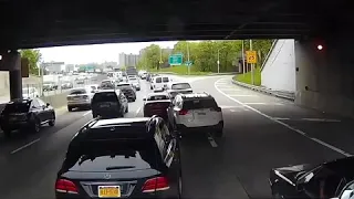 SUV plays chicken with a 18 wheeler