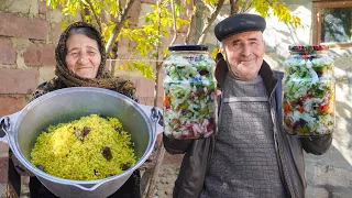 AZERBAIJAN Rural Village Life: Plenty of Vegetable Pickles for Winter and Cooking Bulgur Pilaf