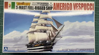 Aoshima 3-Mast Full-Rigged Ship Amerigo Vespucci 1/350 Scale Model Ship