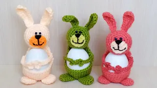 Подставка для пасхального яйца "Зайчик" крючком, Crochet egg holder, Crochet Easter egg