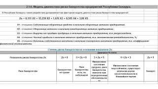 Модель диагностики риска банкротства предприятий Республики Беларусь, пример. bankruptcy