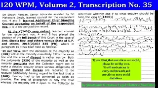 #120 WPM, Legal Dictation, Volume 2, Transcription No  35, Shorthand Dictation